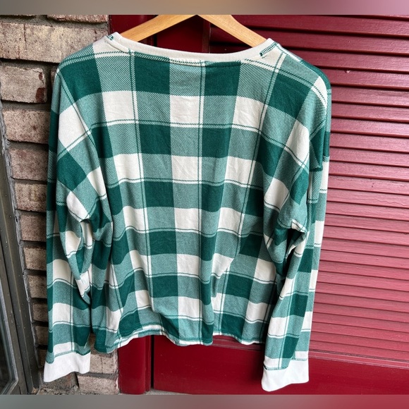 Sonoma Green and White Plaid Pajama Top - Womens Large - Picture 3 of 5